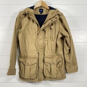 GapKids Jacket Boys Large 10 Camo Field Hooded‎ Utility Cargo Full Zip Cotton
